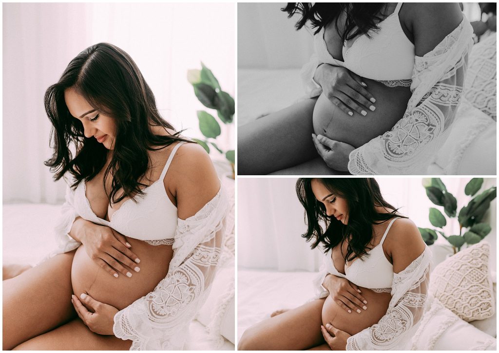 in studio pregnancy portrait