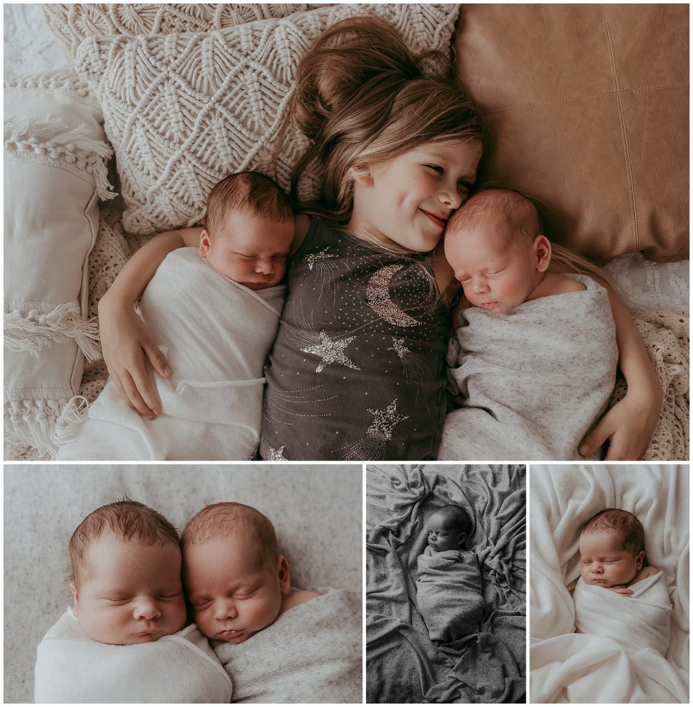 newborn photography with two babies