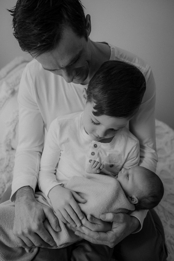 children with father portraits
