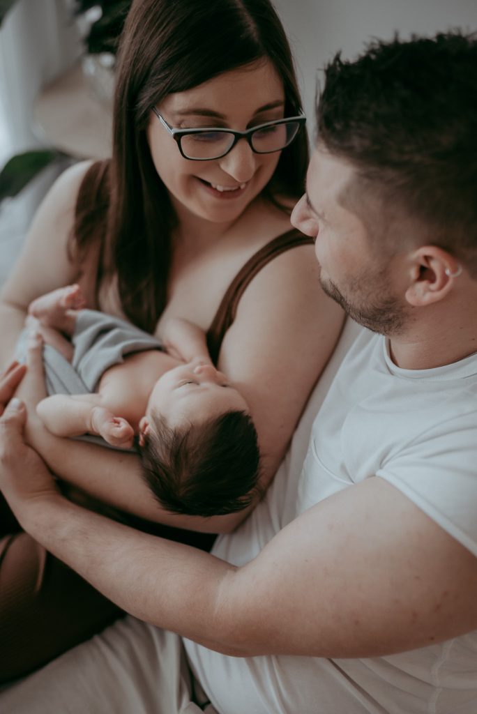 portrait session with new family with new son