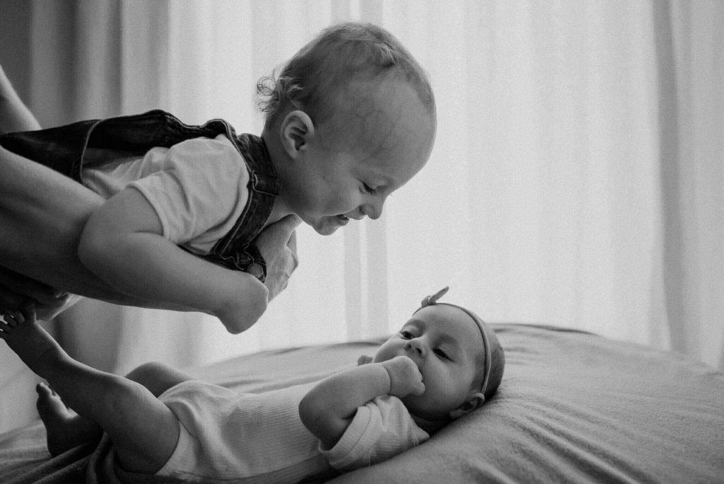 newborn baby with big brother