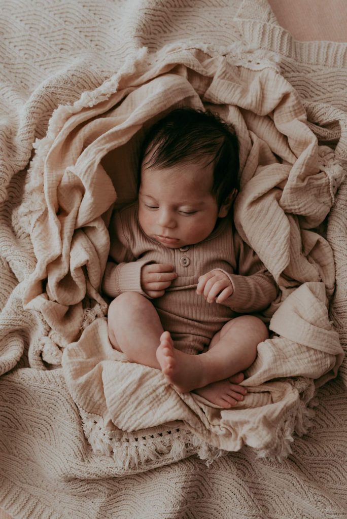newborn baby girl in studio