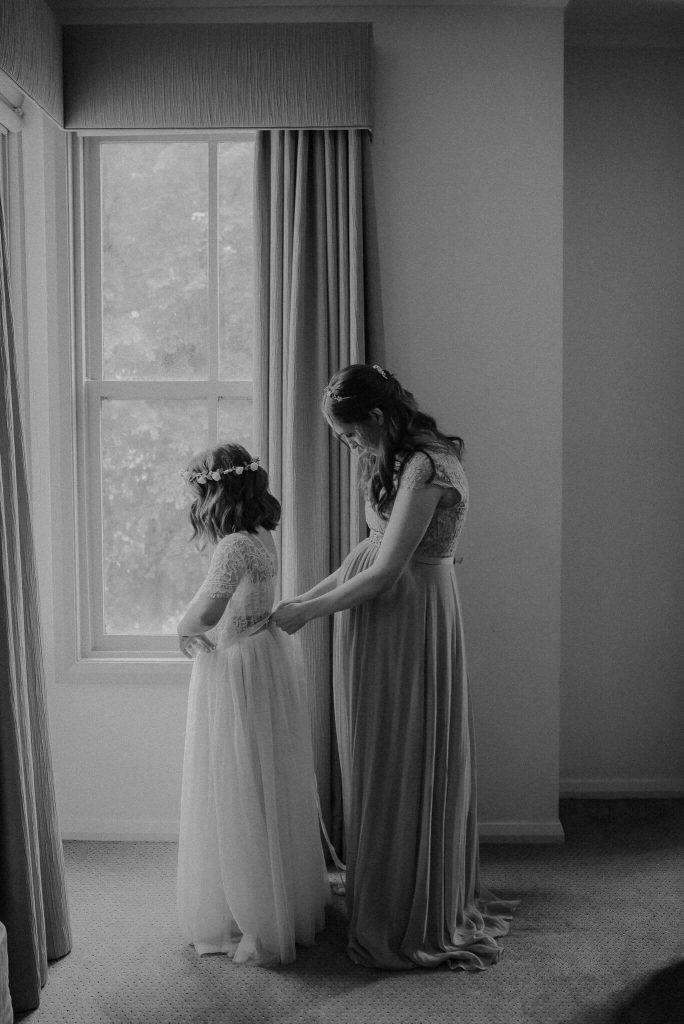 ladies getting ready for the wedding ceremony