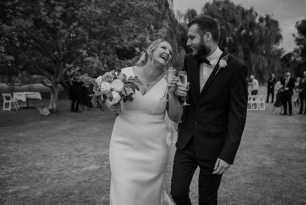 just married in the garden